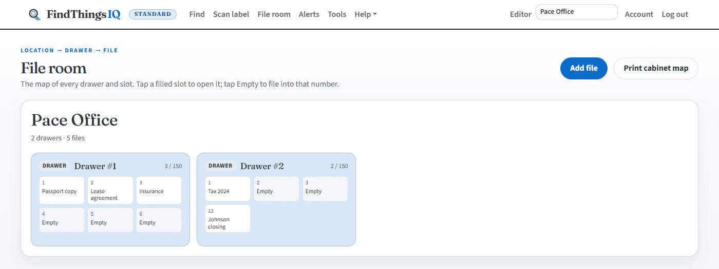 Browse view showing units and asset slots, some filled and some empty.